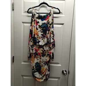 Boston Proper Size Small Heartthrob Multicolor Floral Slit Sleeve Mini Dress